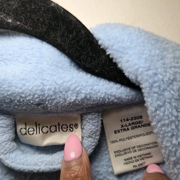 Delicates Plush Fleece Bathrobe Blue Polar Bear Winter Robe XL Y2K Cozycore - Picture 3 of 11
